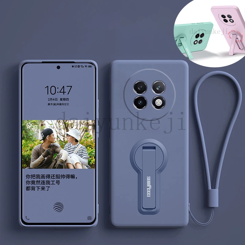 Silicone Soft Protective Phone Case with Holder Bracket and Screen Protector Film