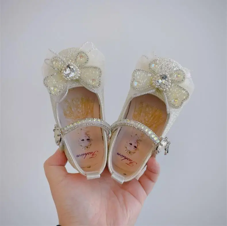 Spring 2023 New Children's Shoes Little Girls' Sweet Bowknot Princess Shoes Korean Bright Diamond Fashion Girls' Leather Shoes salvatore ferragamo ferragamo bright leather 30