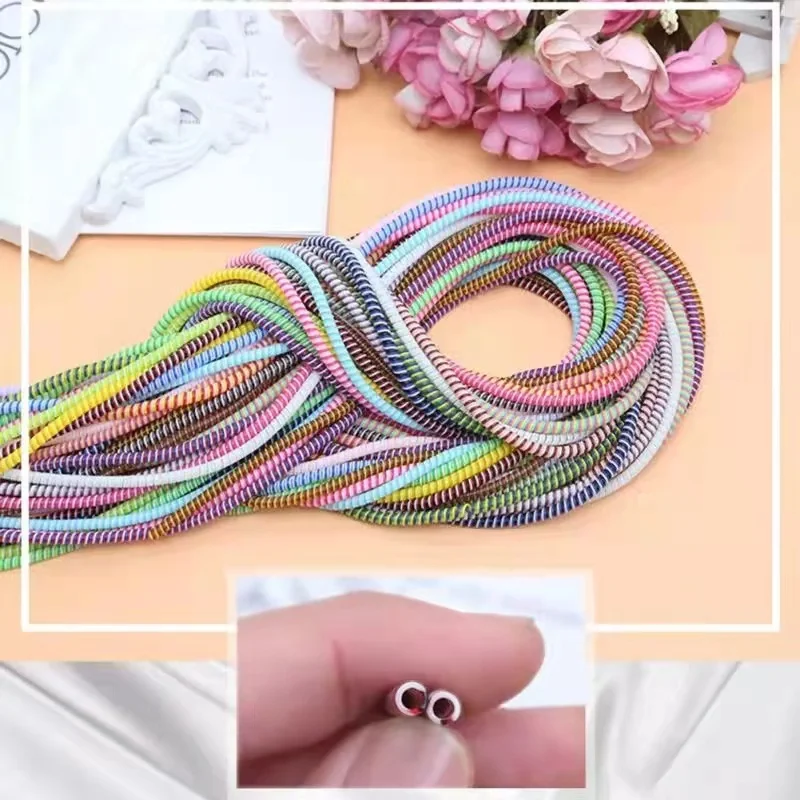 1.4M 15 Colors Data Cable Protective Sleeve Spring twine For Iphone Android USB Charging Earphone Case Cover Bobbin Winder