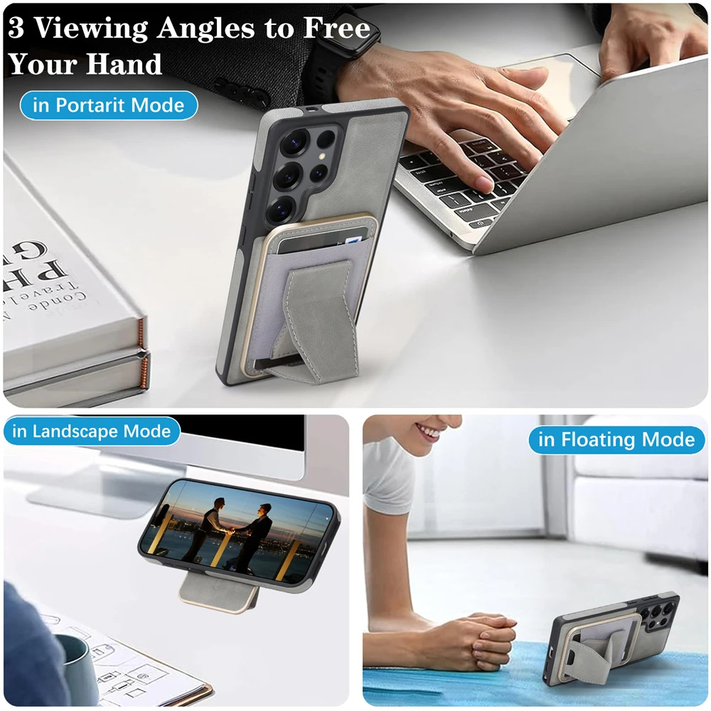Leather Detachable Magnetic Card Slot Wallet Case with Magsafe Shockproof Cover