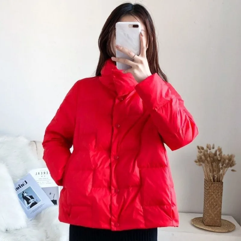 2023 New Women White Duck Down Jacket  Winter Coat Female Short-Length Frivolous Parkas Hin Thin Outwear Loose Overcoat