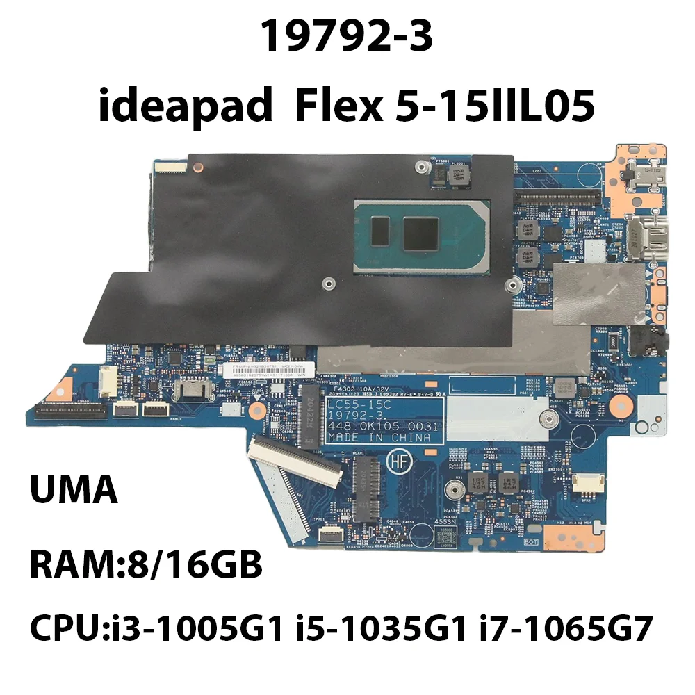 Материнская плата для ноутбука Lenovo ideapad Flex 5-15IIL05 19792-3 CPU: i3-1005G1/I5-1035G1/i7-1065G7 RAM:8/16G 5B21B20761 5B21B20762