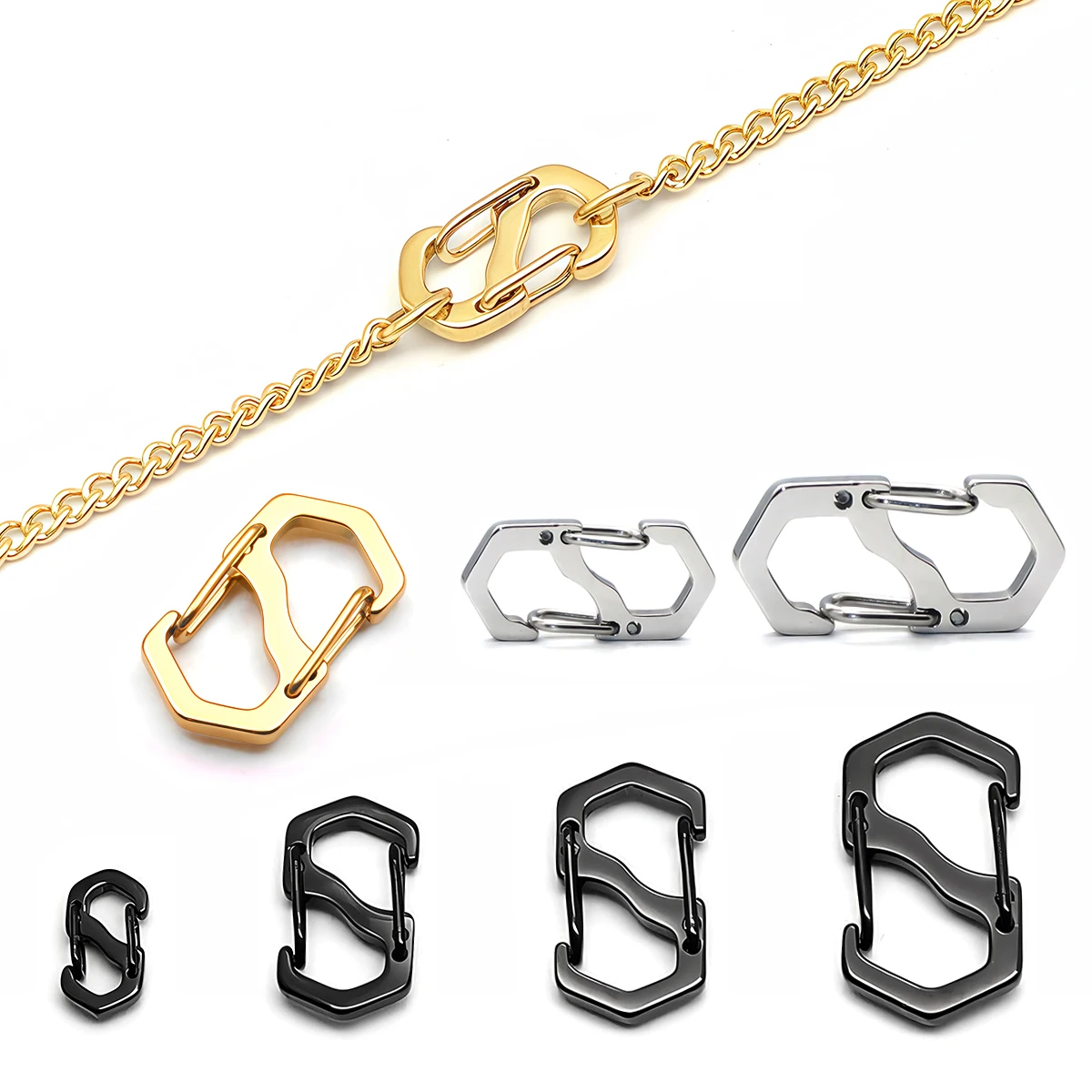 Connecteurs de crochet de fermoir à homard à ressort, boucle lettre S en acier inoxydable, pour collier, Bracelet, fournitures de fabrication de bijoux à faire soi-même, 3-5 pièces