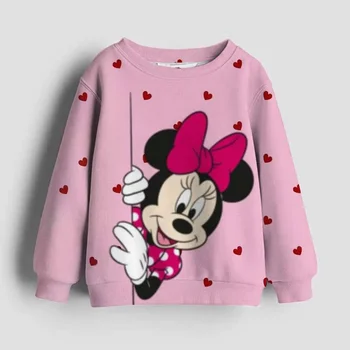 Disney Minnie Mouse Children Sportswear Girls Clothes Anime Sweatshirts Pullover Kawaii Anime Cartoons Boys Casual Hoodie Tops 1