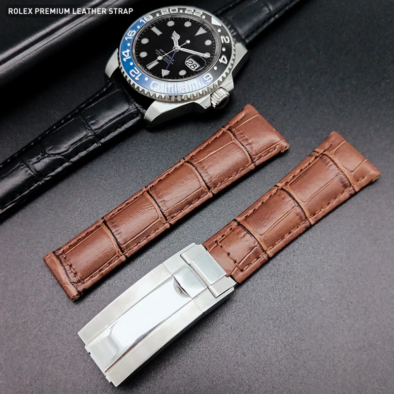 For Rolex Strap Watch Accessories Leather Bracelet DAYTONA SUBMARINER GMT Datejust Yacht-Master Belt Band | Наручные часы