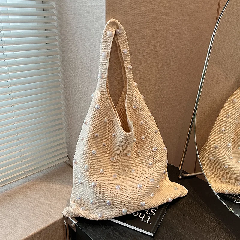 Leisure Large Capacity Knitted Women's Bag 2024 New Fashion Commuting Multi functional Shoulder Bag Leisure Handbag