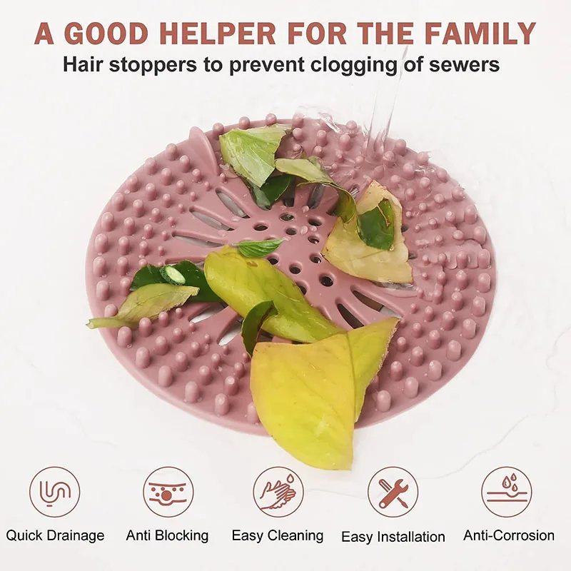 Shower Drain Catcher Hair Drain Catcher Hair Drain Filter Floor Drain Hair Catcher Drain Hair Catcher Floor Drain Hair Filter Hair Silicone Drain Strainer Shower Catcher Hair Sewer Filter Floor Drain Strainer Kitchen Deodorant Plug Bathroom Accessories