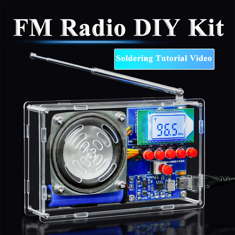 MiOYOOW F? Radio Kit DIY Soldering Project LCD Display Adjustable F? Digital Radio Module with Headphone Jack DIY Kits for Soldering Leaning and Colle MiOYOOW FṂ Radio Kit, 87-108MHz Adjustable Radio Soldering