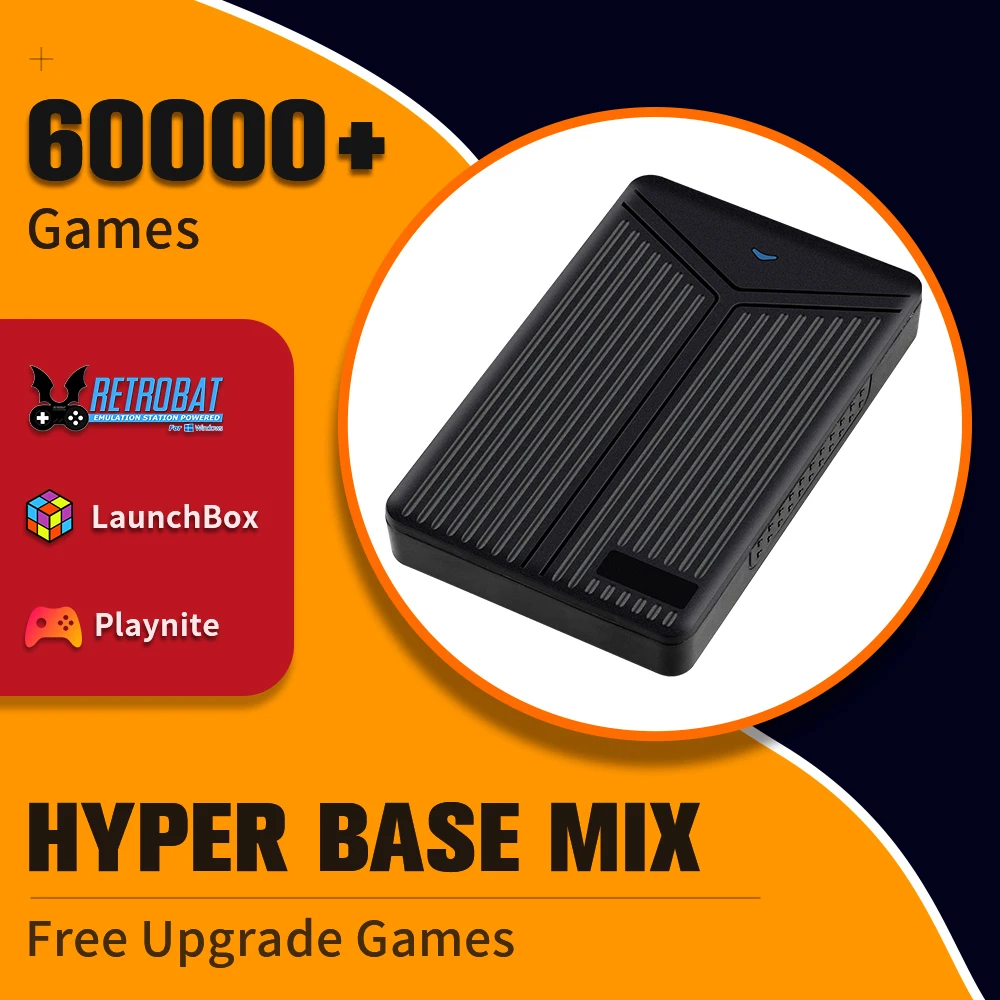 Hyper Base-Mix LaunchBox/Retrobat/Playnite portátil Ext 5T Gaming HDD 60000 + 3D/AAA/Juegos Retro Para PS4/PS3/PS2/Gamecube/PS5/Wii