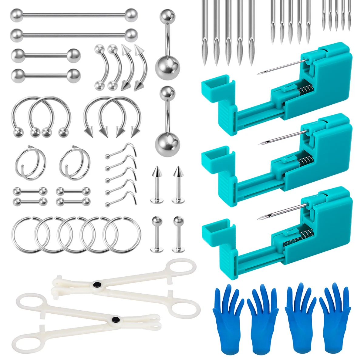 Body Piercing Tool Kit Easy to Use Body Piercing Gun Lip Nose Tongue Cartilage Eyebrow Navel Piercing Jewelry for Women Men 5
