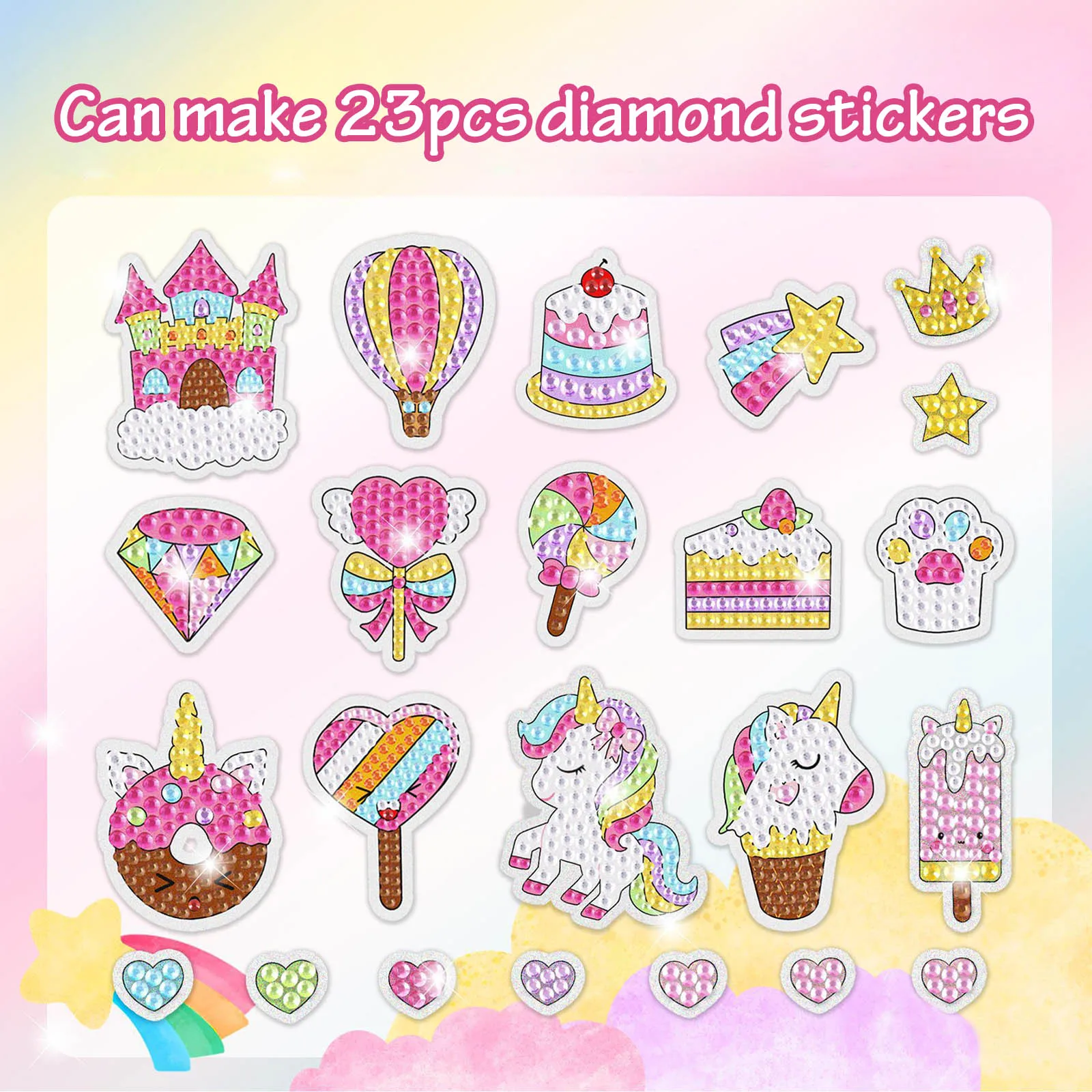 Painting Sticker Kit for Kids Girls Boys Cute Pony Pattern Handmade 5D DIY Diamond Sticker Paint Ornament Arts Crafts Gifts dragon dream catcher round drill diamond painting 30 60cm big size