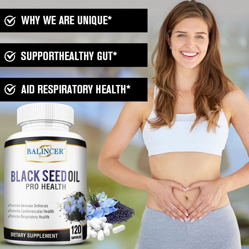 

Balincer Premium Black Seed Oil Capsules - Helps with Digestive Health, Immune Support, Brain Function, Gluten-free, Non-GMO