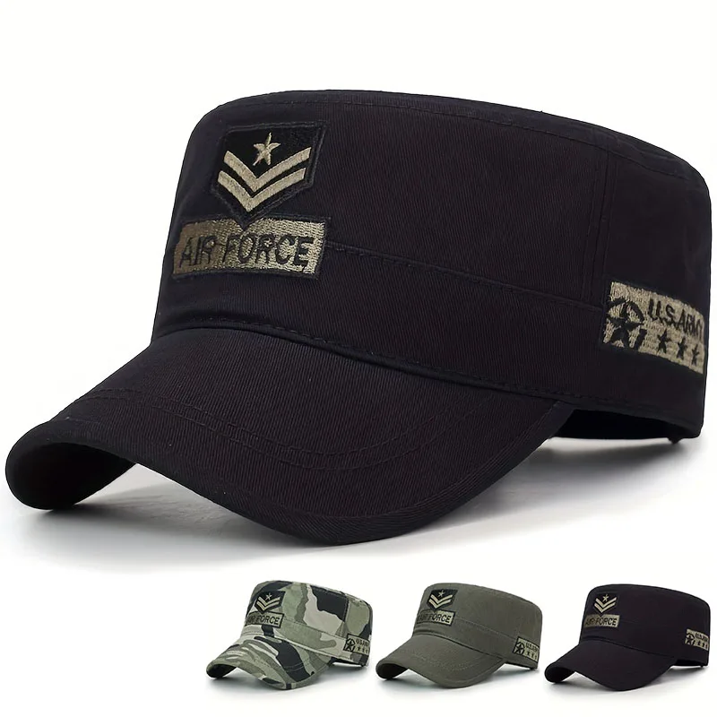 Baseball Cap Unisex Arrow Embroidery Flat Top Spring Autumn Sailor Men Captain Military