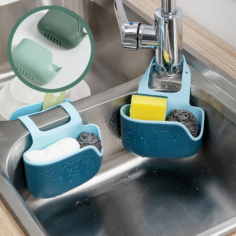 

Kitchen Soap Sponge Drainer Rack Sink Storage Basket Double Layers Adjustable Faucet Holder Kitchen Bathroom Sink Organizer