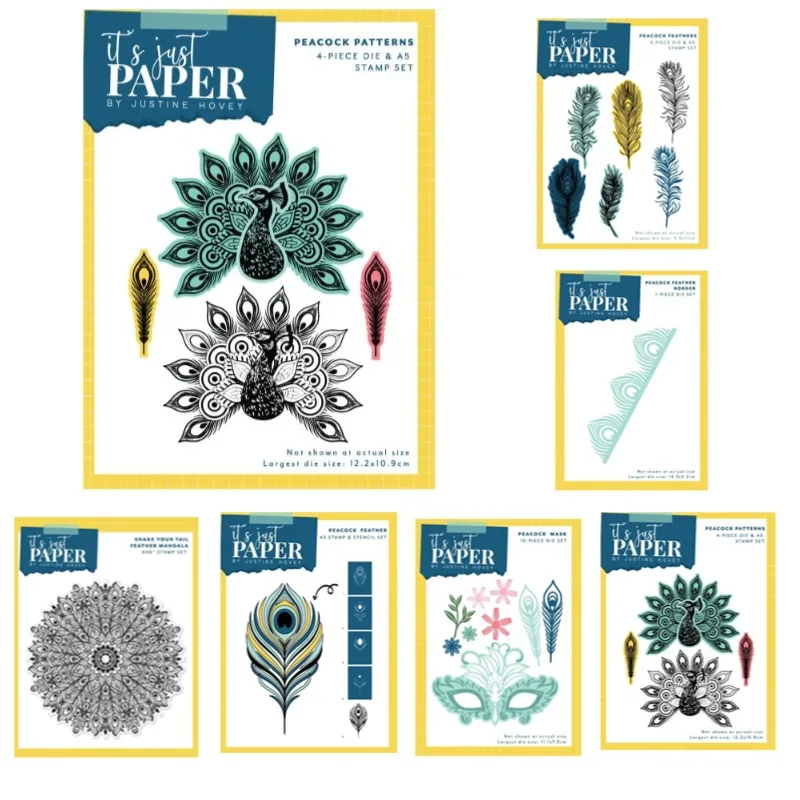 Album Card DIY PaperPeacocks Bold Peacock Mask Feather Metal Cutting Dies Silicone Stamps Scrapbooking Stencil Photo Embossing