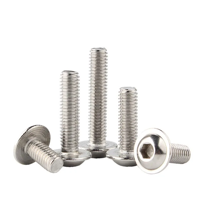 Stainless Steel Screw M2 M2.5 M3 M4 M5 M6 M8 M10 A2-70 Hexagon Socket Button Head Screws with Collar Bolt 10pcs/lot