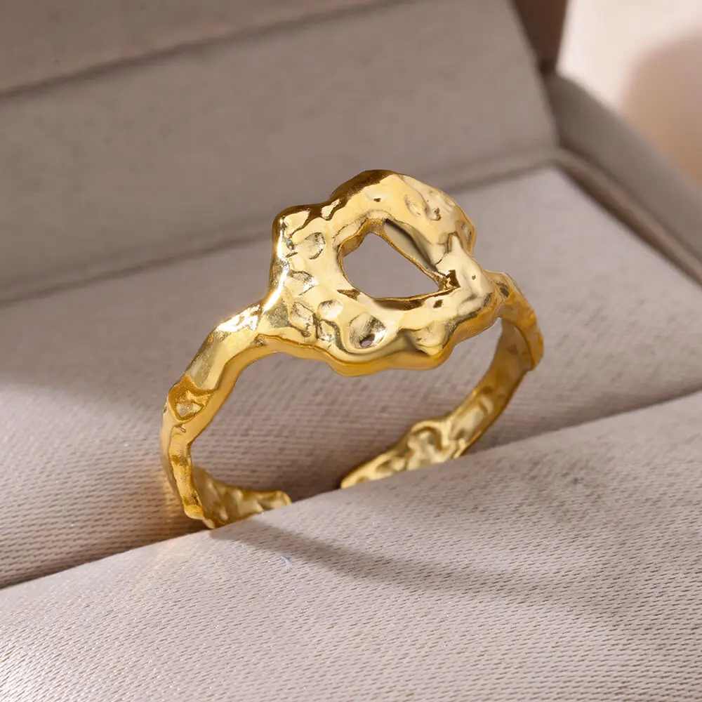 Stainless Steel Ring 316L Gold Plated Adjustable