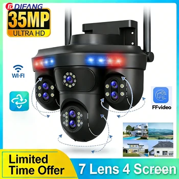 DIFANG 35MP Four Screens WiFi IP Camera Outdoor Seven Lens Three PTZ 10X Optical Zoom Cameras Auto Tracking CCTV Camera 1