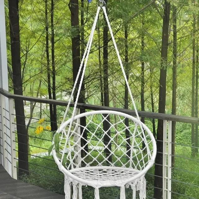 Lace Hammock Hanging Chair Cotton Rope Woven Hanging Basket Swing Indoor Hammock Hanging Cradle Chair Outdoor Hammock Chair 2