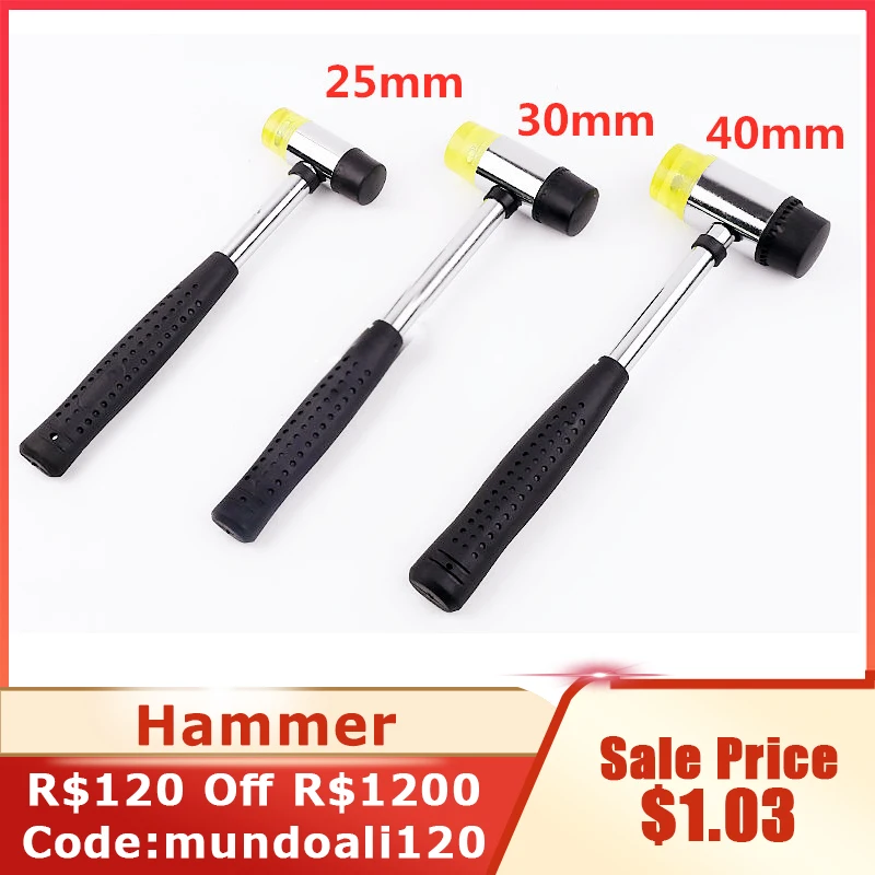 25/30/35/40mm Rubber Multifunctional Hammer Double Faced Work Glazing Window Hammer Round Head DIY Hand Tool for Woodworking