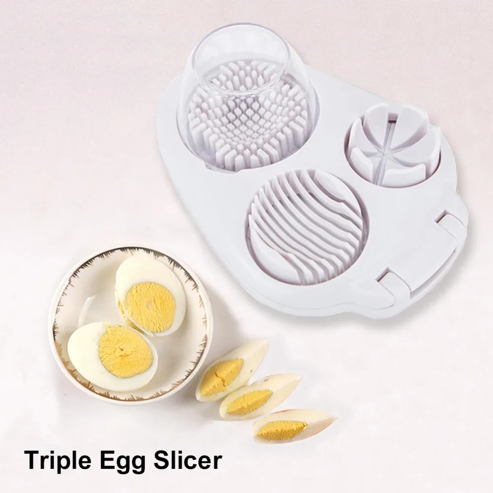 Stainless Steel 3-in-1 Egg Slicer for Hard-Boiled Eggs Multifunctional Food Processor Kitchen Chopping Tool