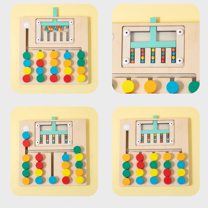 Montessori Wooden Educational Logic Game for Kids Color Matching Slide Puzzle Sensory Educational Toys Gifts for Toddlers 5