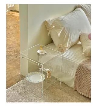 Nordic Acrylic Simple Coffee Table Transparent Double Storage 1