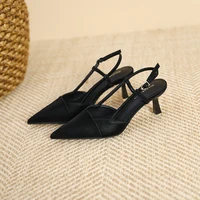 Korean version of simple high-heeled pointed single shoes new shallow-mouth thin-heeled women's shoes tripping band fashion shoe 1