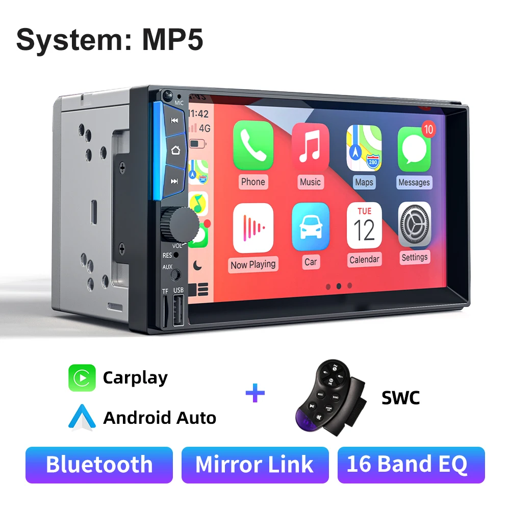 2din 7inch Car Radio CarPlayy And Android Auto Car Stereo Bluetooth FM Radio Support Rear Camera For Nissan Toyota Volkswagen car video player android Car Multimedia Players