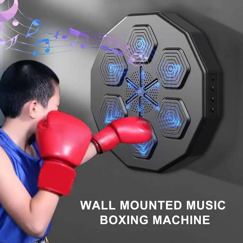 LED Electronic Music Boxing Machine Wall Mount Smart Music Boxer with Gloves for Adults Teens Home Exercise music boxing toys