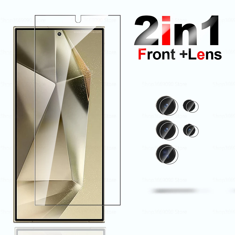Per Samsung Galaxy S24 Vetro Ultra Protettivo 2 In1 Fotocamera Vetro Temperato Sumsung S 24 Ultra 24 Plus S24Ultra 5G Proteggi Schermo