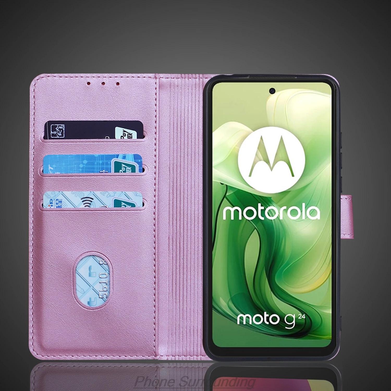 Elegant PU Leather Wallet Flip Cover with Card Holder for Smartphones - Protective Phone Bag and Holster