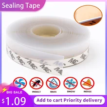 

1/3/5M Door Bottom Seal Strip Weather Window Rubber Seal Weatherstrip Windproof Dust Self Adhesive Door Windshield Sealing Tape