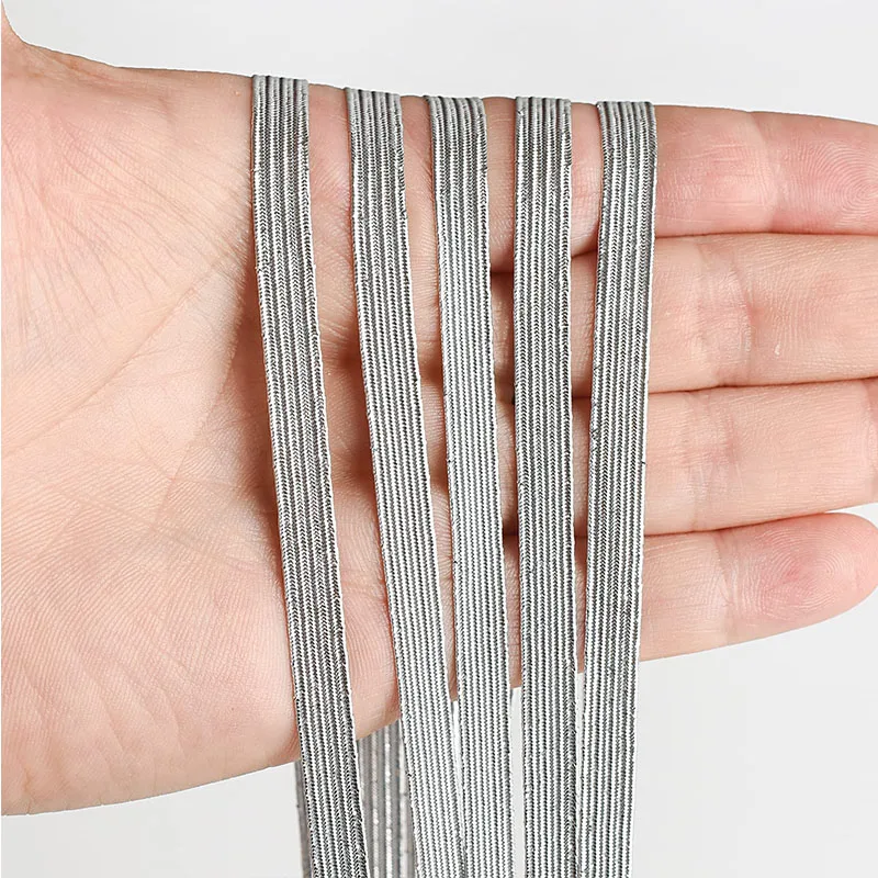 Silver Gold Glitter Braided Ribbon - Metallic Elastic Strap for Clothing, Sewing, and Crafting