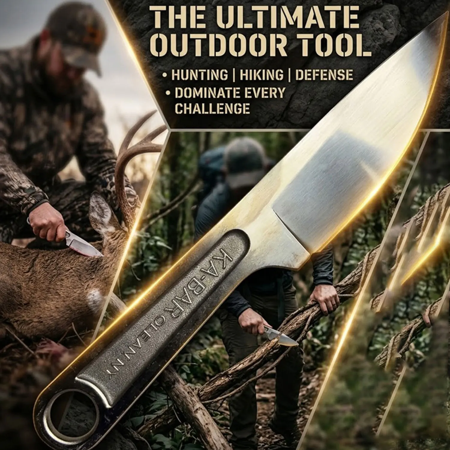 Coltello da Campeggio Multiuso Ultra Resistente – Lama Fissa Interamente in Acciaio Inox con Fodero, EDC Portatile per Campeggio, Escursionismo e Barbecue - immagine 3