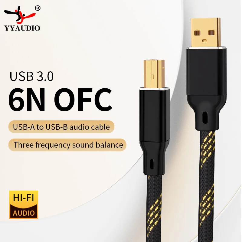 YYAUDIO L-4E6S Hifi USB Cable Usb Data Cable Type A to Type B Hifi Data For DAC Ofc Shielded Audio audio cable usb cable