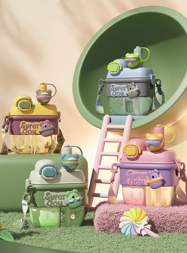 Doll Magic Double Fight Cup With Straw One-Click Press Ptcg Material Safe To Drink Cute Style - 500Ml