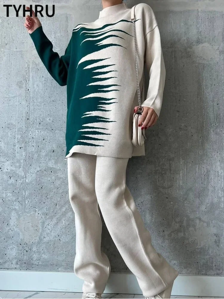 جديد الشتوي بدلات نسائيه موضه بلوزه فضفاض بهاينك وطباعه ملابس شتويه نسائيه ترند