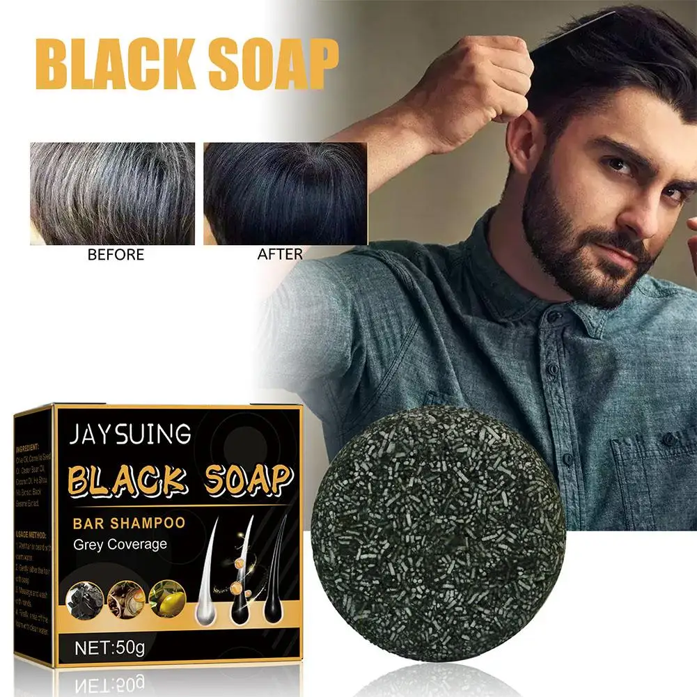Description Picture 3 of itemSoap Hair Darkening Shampoo Bar Repair Gray White Hair Color Dye Face Hair Body Shampoo 60g Natural Organic Hair Conditioner 50g