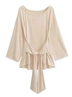 Sexy Thin See Through Long sleeve Oversize T shirt Women Bandage Off shoulder Top Female Basic Long Tees Korean Chic Lady New 1