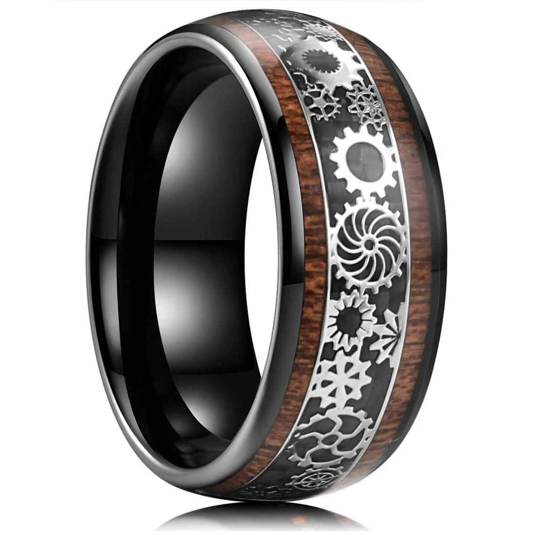Sleek 8mm Silver Stainless Steel Matte Finish Ring with Beveled Edge – Elegant Unisex Jewelry for Weddings, Parties, and Gifts