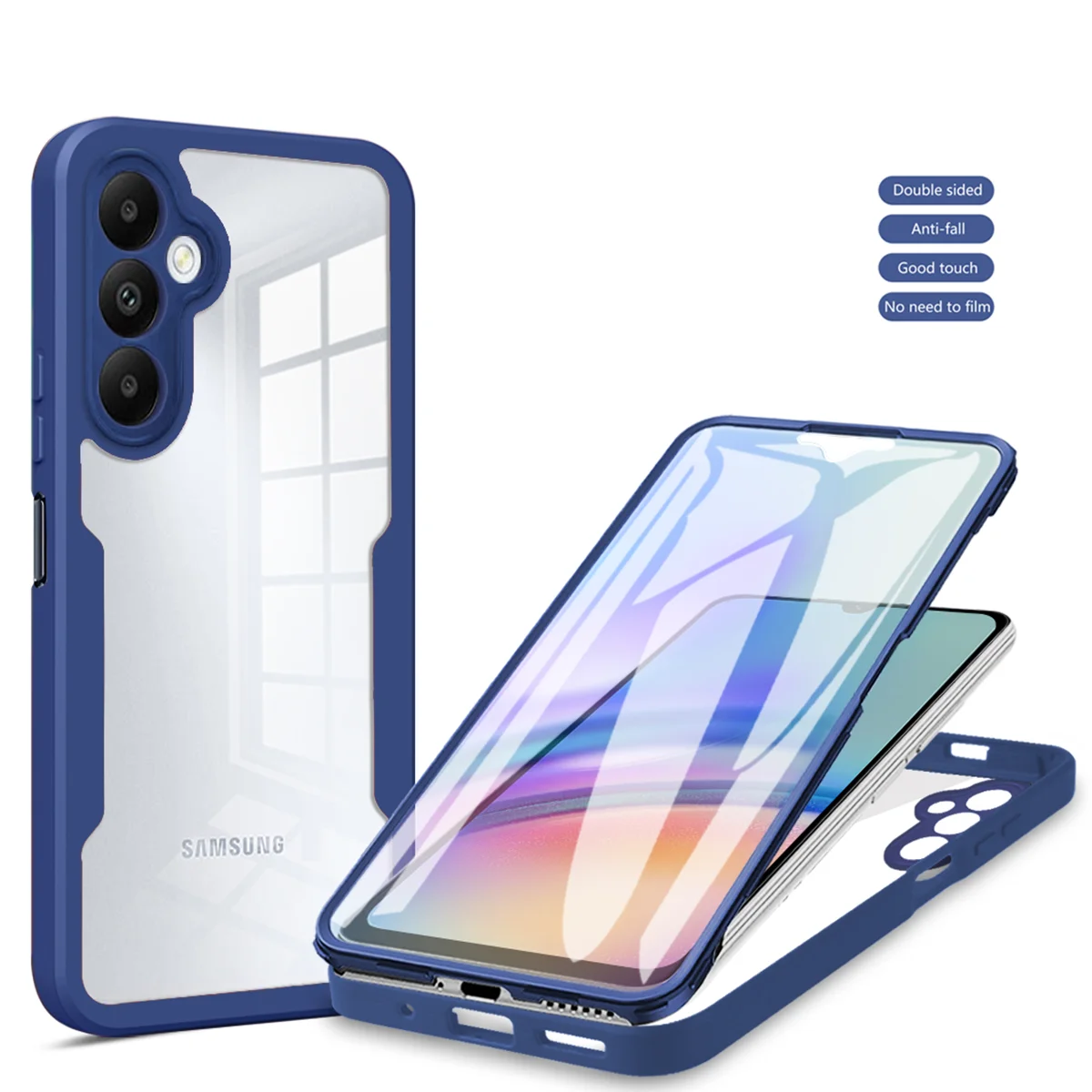 Enhanced Protective Full Body Phone Case with Double-Sided Cover