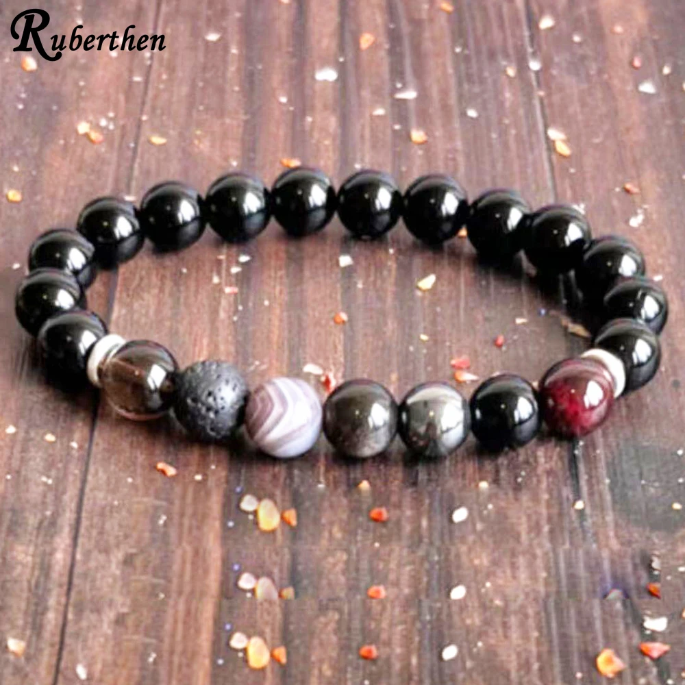

Мужской браслет Ruberthen Root Chakra 7 с черным турмалином, 8 мм