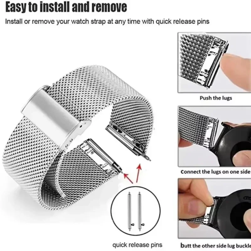 Premium 22mm Milanese Loop Metal Strap - Elegant Watchband Bracelet