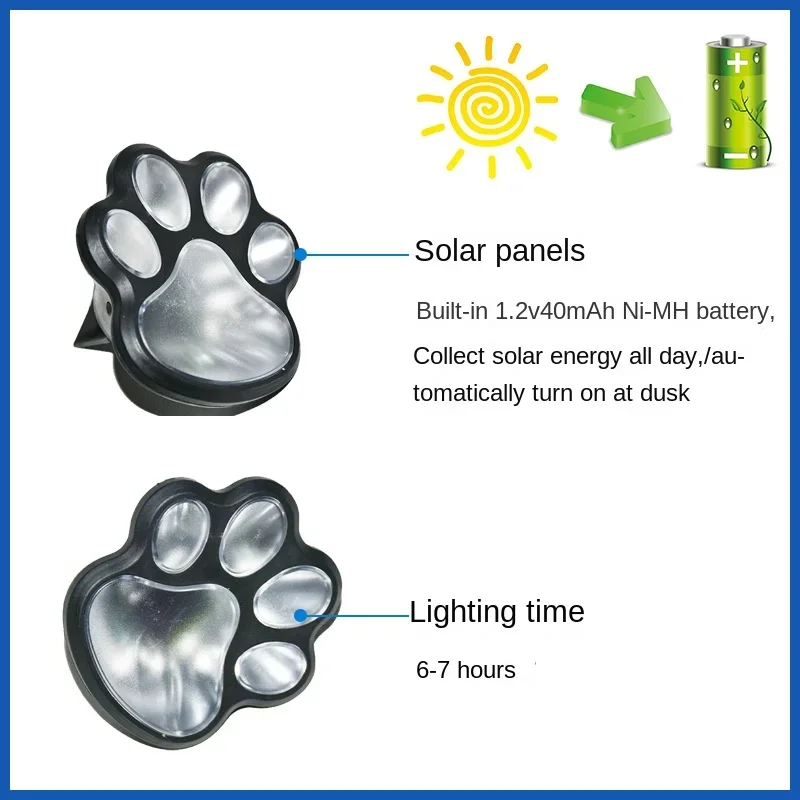 Christmas Solar Paw Print Lights Cat Dog Animal Solar Lights Outdoor Halloween Decoration Garden Courtyard Waterproof Lawn Light