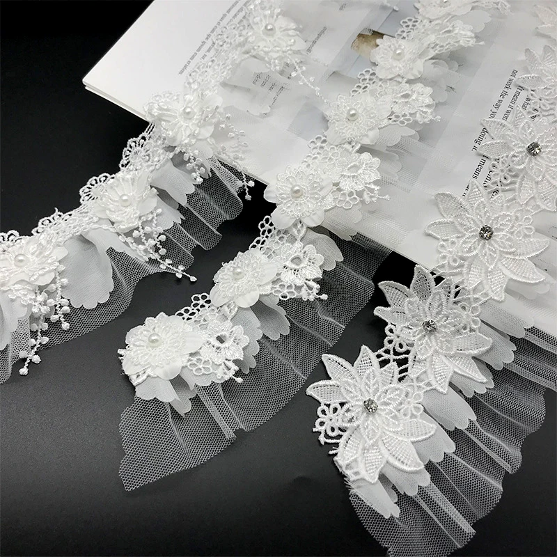 

14Yards Flower Beaded Lace Curtain Accessories Handmade DIY Skirt Fringe Needlework Sewing Wedding Dress Clothes Decoration 127