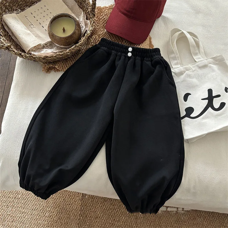 New Children Pants Spring Autumn Casual Sports Trousers Boys Girls Korean Solid Color Fashion Versatile Kids Baby Clothing Pants