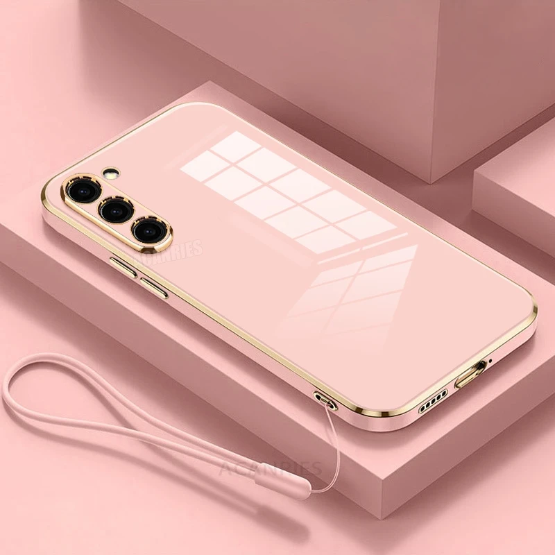 Luxury Plating Lanyard Silicone Case – Premium Back Cover for Samsung Galaxy Series