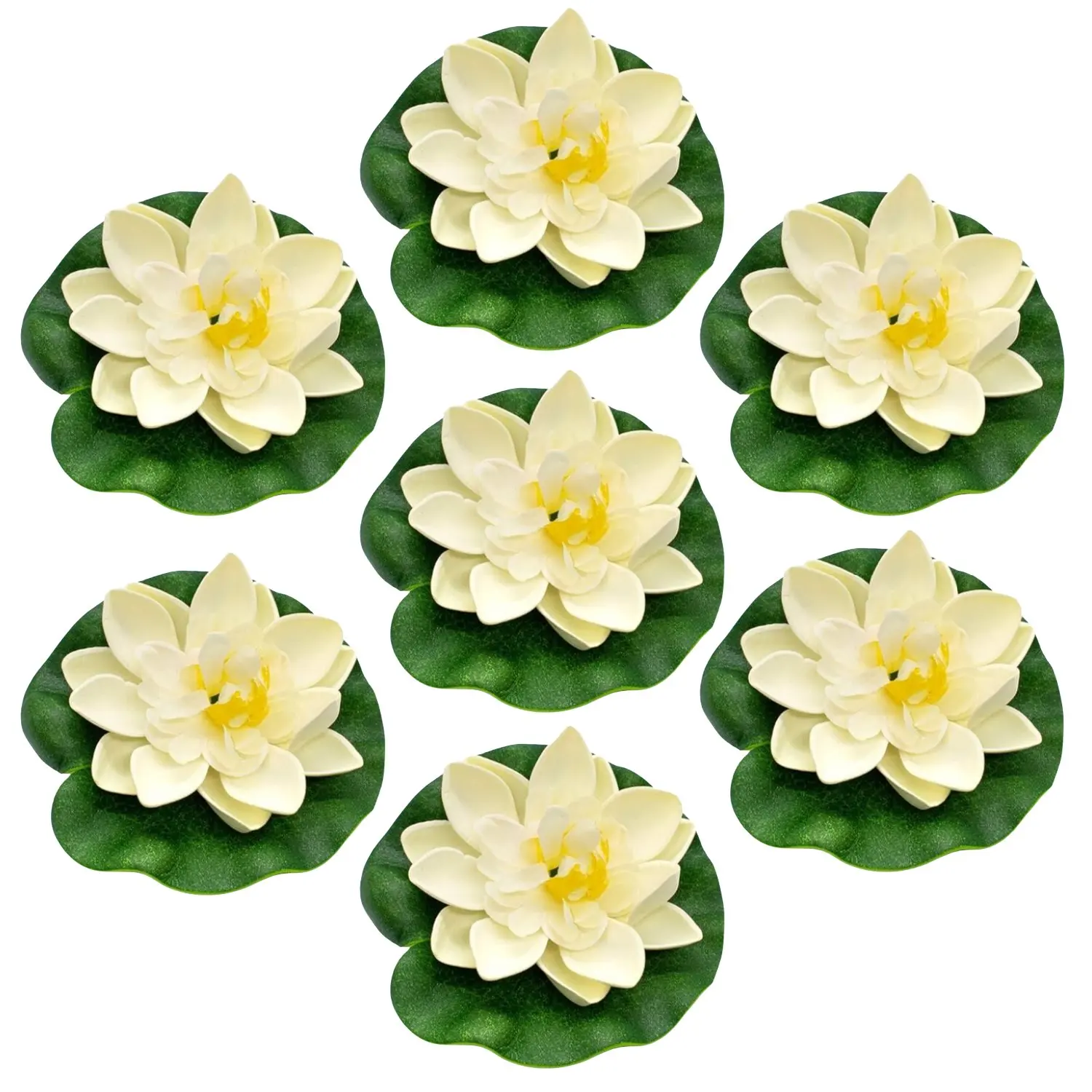 7er-Pack künstliche schwimmende Schaumstoff-Lotusblumen Seerose Teichpflanzen Hausgarten 10 cm/4 Zoll Durchmesser schwimmende Teichdekoration Dekoration