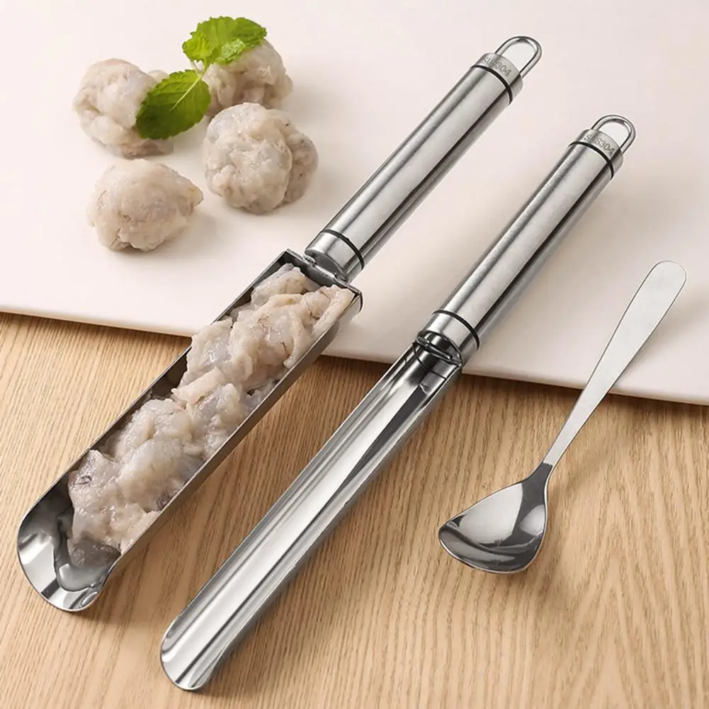 1 Set Meatball Mold Convenient Stainless Steel Meatball Maker With Spoon Kitchen Gadget For Household